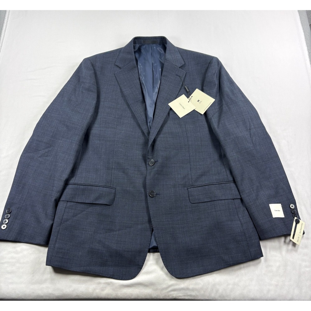 Calvin Klein Blazer Mens 46R Blue Suit Jacket Wool Blend Slim Fit Coat NEW